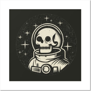 Skull Astronaut Vintage Portrait Illustration Posters and Art